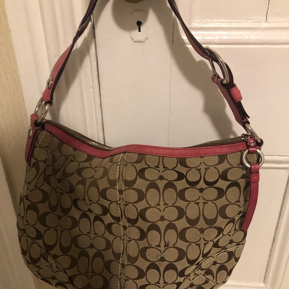 Coach pink braided strap hobo - Picture 2 of 7